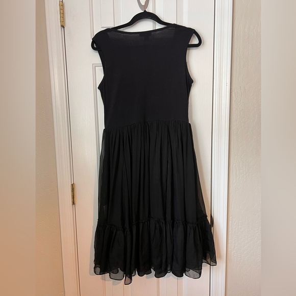DKNY Black Silk and Cotton Dress Size Large - Picture 3 of 8